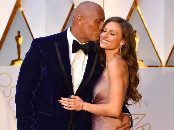 Dwayne Johnson and Lauren Hashian at the 89th Annual Academy Awards in 2017.