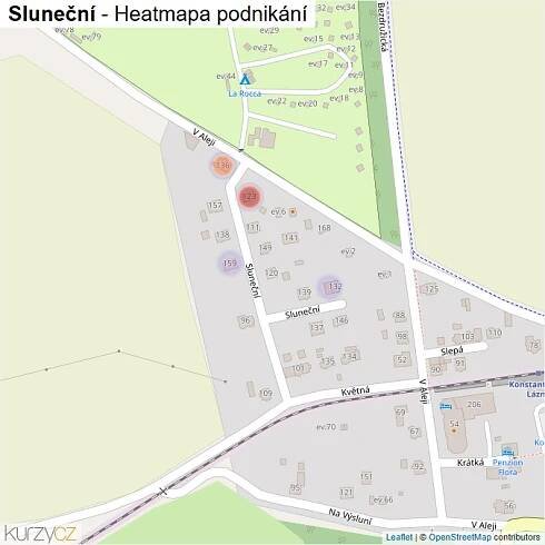 Mapa Sluneční - Firmy v ulici.