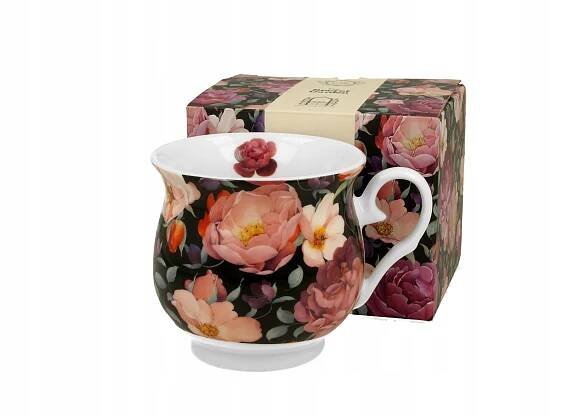 Porcelánový hrníček porcelánový retro SPRING ROSES BLACK