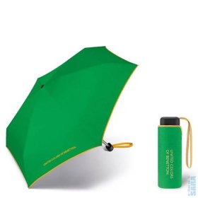 Malý skládací dámský zelený deštník Ultra mini flat green 56404 zelený/žlutý, Benetton