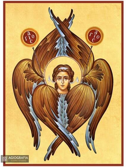 22k Seraphim Gold Leaf Background Christian Orthodox Icon