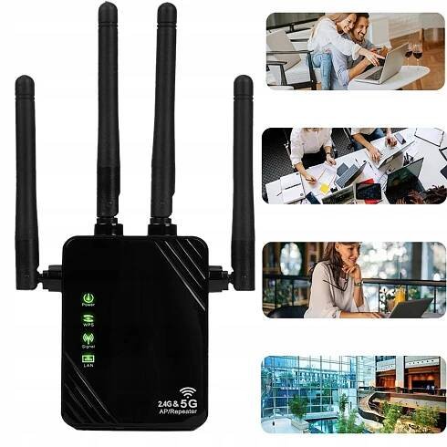 Zesilovač signálu WIFI, 4 antény, pro rozšíření signálu v domě a kanceláři