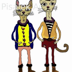 #Dvě kočky #V oblečení #Kreslené