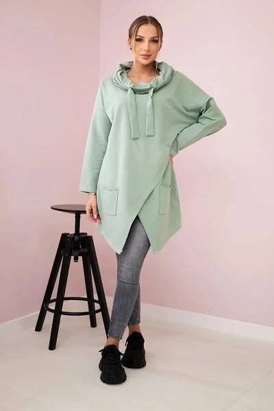 Oversize tunika v zavinovacím stylu model 0017 tmavá mentolová