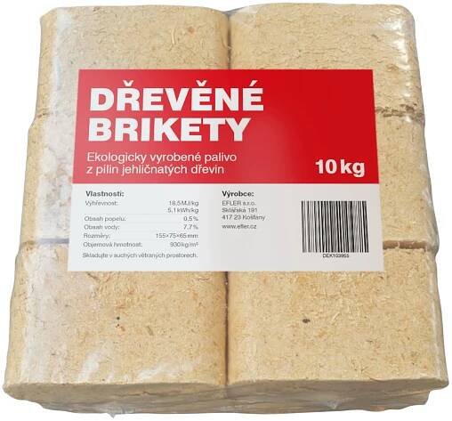 Brikety dřevěné hranaté 10 kg