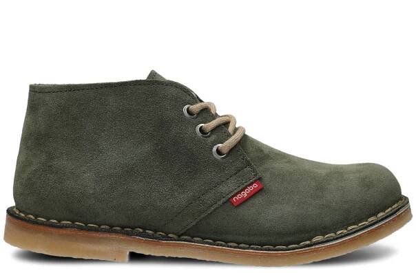 Kotníkové boty NAGABA 082 khaki velur kožené