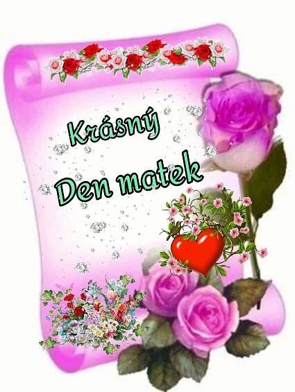 a greeting card with pink roses and hearts on the front, in german language that reads kaasny den motek