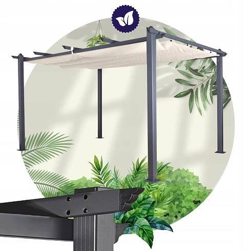 Zahradní PERGOLA 3x4 altán s posuvnou střechou Zahradní pavilon hliníkový Barva šedá