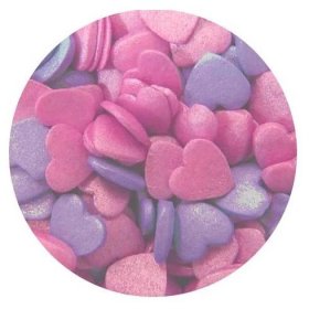 Cukrové zdobení srdíčka fialovo růžová 65g Scrumptious