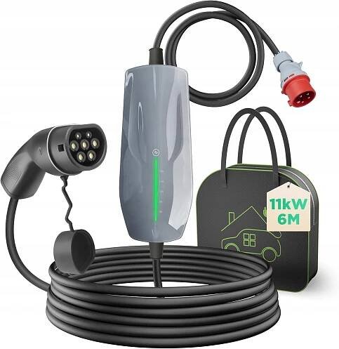WISSENERGY Typ 2 nabíjecí kabel 11KW EV nabíječka s CEE konektorem, [6-16A] Třífázová mobilní Wallbox nabíjecí stanice pro...