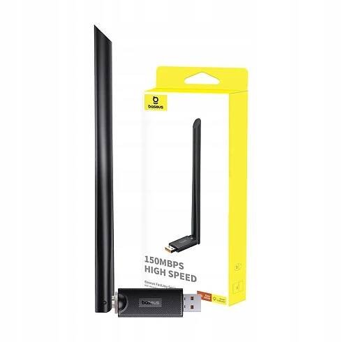 BASEUS ADAPTÉR SÍŤOVÁ KARTA WIFI USB-A 2.4 GHZ 150 MBPS S ANTÉNOU A HOTSPOTEM