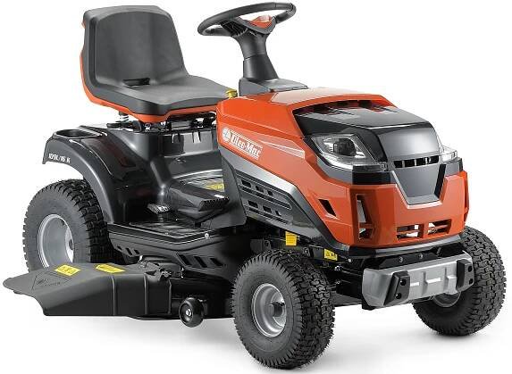 OLEO MAC 109L/16KM ZAHRADNÍ TRAKTOR NA TRÁVY BOČNÍ VÝHOZ SEKAČKA 108cm Obsahuje baterie ano