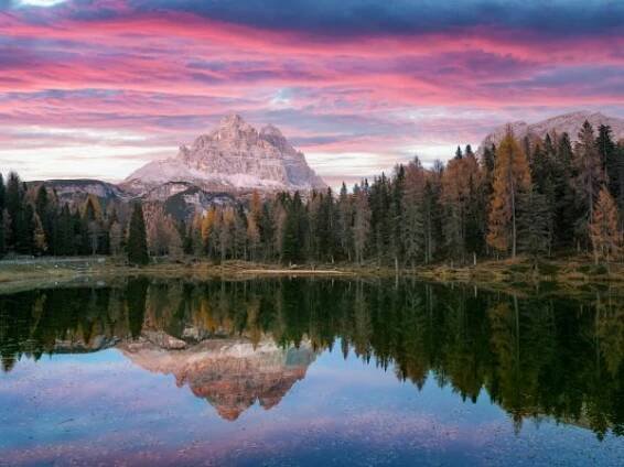 Lago d'Antorno Misurina Auronzo di Cadore_Tramonto sulle Tre Cime