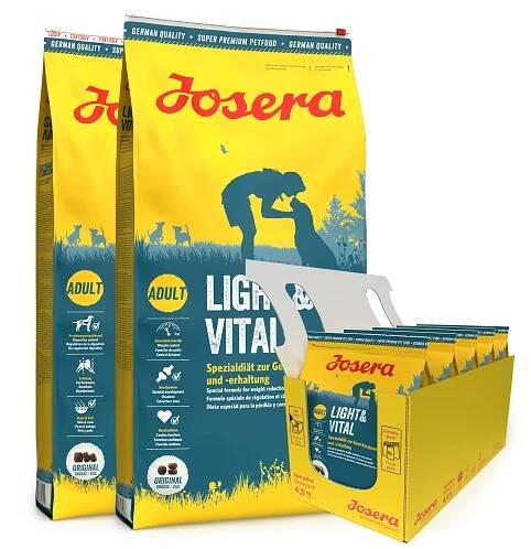 JOSERA Light&Vital 2 x 12,5kg pro dospělé psy podporující hubnutí + 5 x 900g GRATIS | Fera24.cz
