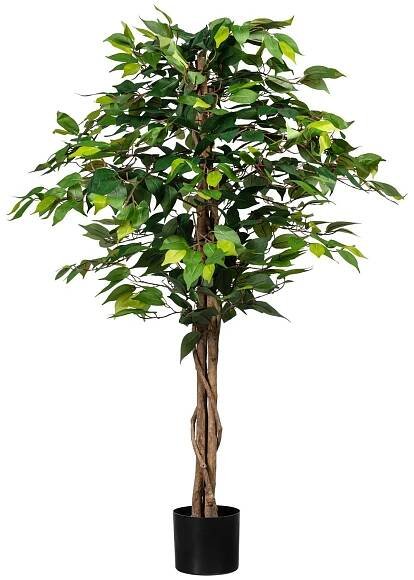 Kunstplanze Ficus Benjamina Grünpflanzen - Schwarz/Braun, Design, Naturmaterialien/Kunststoff (120cm) - P & B