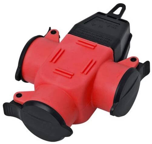 interBär 9007-002.01 3násobná zásuvka guma 230 V červená IP44