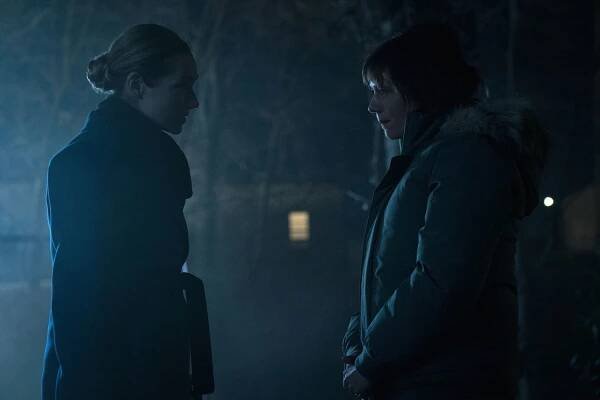 Kristen Connolly as Mira Byrd and Katja Herbers as Kristen Bouchard of the Paramount+ series EVIL.