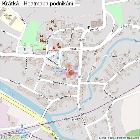 Mapa Krátká - Firmy v ulici.