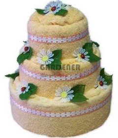 Textilní dort oranžový k narozeninám - kopretina