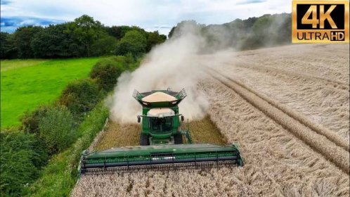 4K 2024 Heavy Machinery John Deere Harvesting Wheat Agricultural Farming JCB Tractors