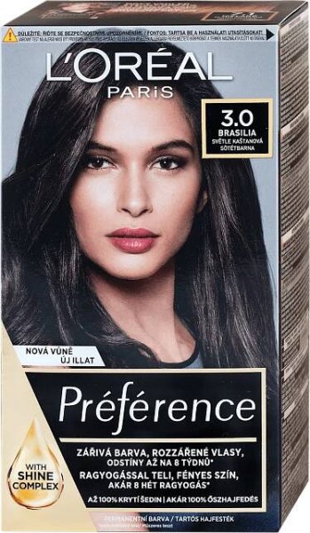 L'ORÉAL PARiS PRÉFÉRENCE barva na vlasy Brasilia tmavá hnědá 3/B, 174 ml