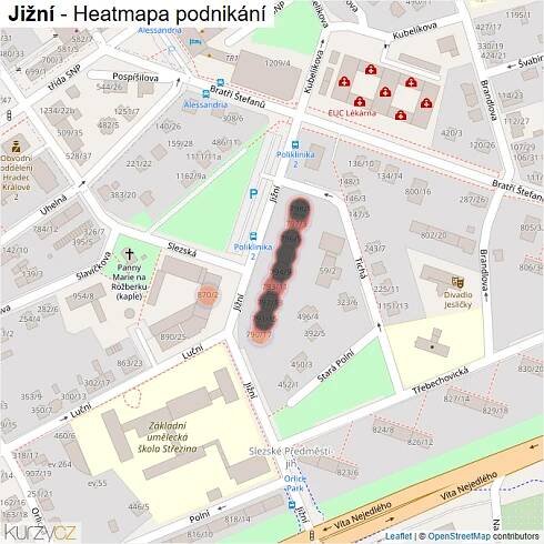 Mapa Jižní - Firmy v ulici.