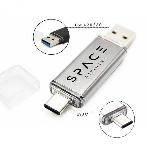 OTG USB 3.0 flash disk mini s konektory USB-C (TYPE-C) a USB-A - stříbrná / 3.0 | 64GB