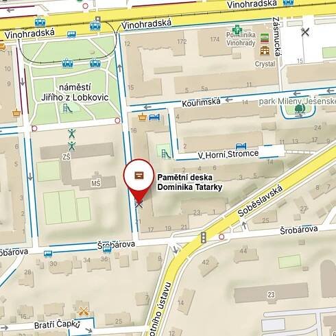 TATARKA Dominik – Na domě čp.2298 Náměstí Jiřího z Lobkovic 20 Praha 3 Vinohrady – Pamětní desky v Praze