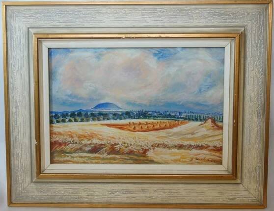 Žně Pod Řípem, Krajina Kolem Roudnice - Josef ZICHA Pastel 1962 | eAntik - obchod specializovaný na starožitné šperky 