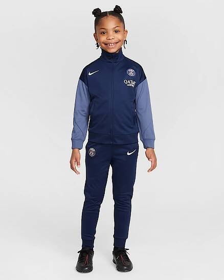Pleteninová fotbalová sportovní souprava Nike Dri-FIT Paris Saint-Germain Strike pro malé děti - Midnight Navy/Diffused Blue/Bílá