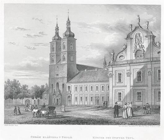 Teplá klášter, Mikovec, oceloryt 1860 - Antikvariát