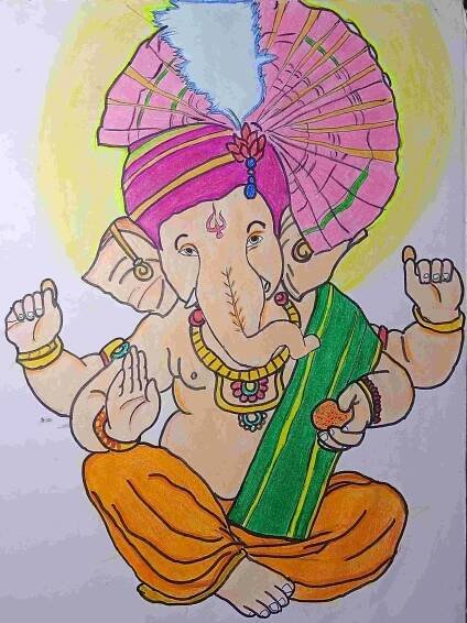 Blessings Of Bappa Handmade Lord Ganesha Drawing