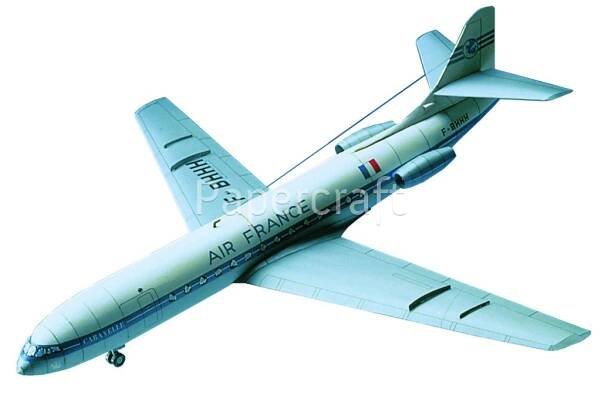 Papírové modely/ vystřihovánka Letadlo Caravelle | Papercraft.cz