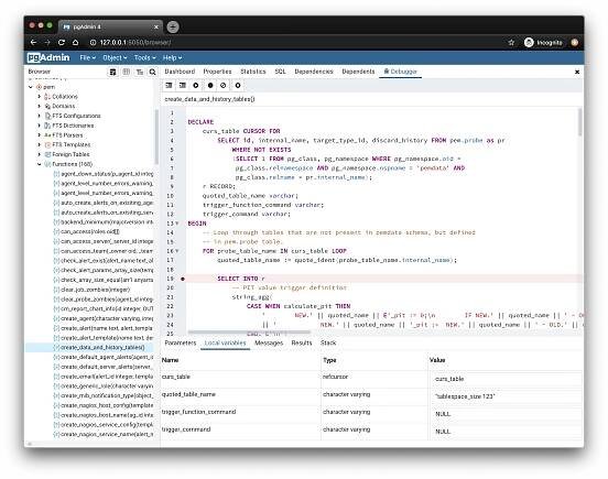 Procedural language debugger