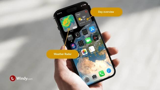 Fotka: Widgety aplikace Windy pro iPhone
