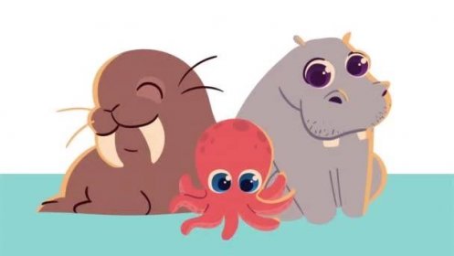 Animace tří roztomilých zvířátek, 4k video animované — Stock záběr