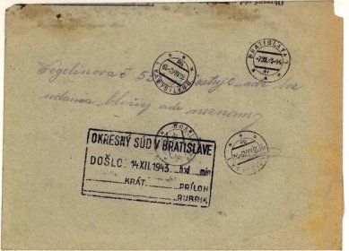 Slovensko 1943 soudní obsílka v místě (Bratislava) - Filatelie
