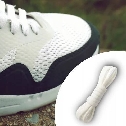 Šňůrky bez vázání, bílé, délka 100 cm, ploché, gumové, elastické za 29.00CZK - Allegro