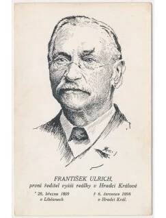 Ulrich František (1809-1898), první ředitel vyšší reálky v Hradci Králové, cca 1920
