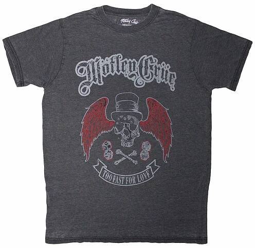 Motley Crue tričko, Skull Wings Wash Black, pánské | Musicwear - Trička, mikiny