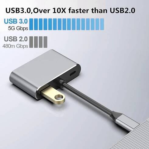 4-IN-1-Hub Typ-C-zu-HD-VGA-Adapter USB-Typ-C-Multiport-Konverter-Splitter mit 4K-HD-Ausgang USB3.0 PD-Ladeanschluss Kompatibel
