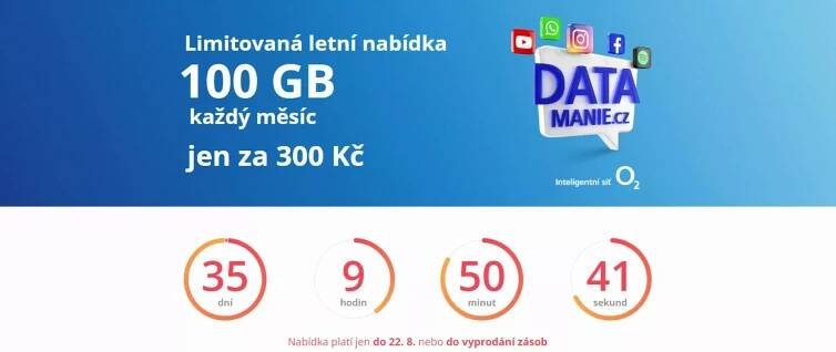 O2 datamanie 100 GB 2022 odpočet