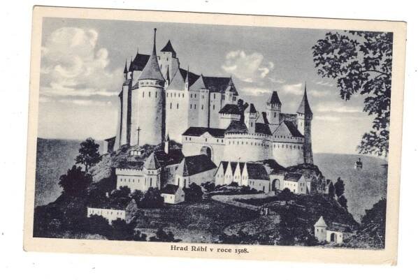Pohlednice Hrad Rabí v roce 1508 - okres Klatovy | Antikvariát Beneš