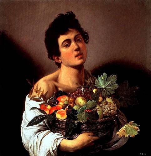 Fanciullo con canestro di frutta