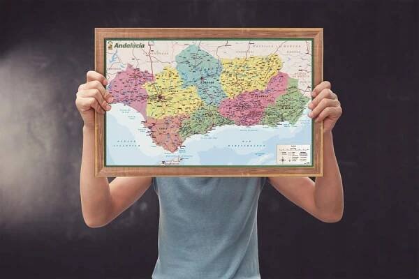 Španělsko Mapa Andalusie – plakát Výška výrobku 61 cm