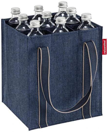 Nákupní taška na lahve Bottlebag Herringbone dark blue