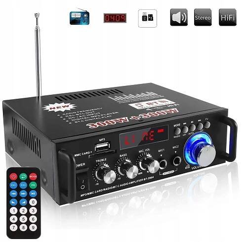 ZESILOVAČ STEREO RECEIVER VYSOKÁ VĚRNOST HIFI RÁDIO FM/MP3 2 KANÁLY