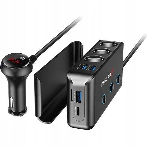 ROZDĚLOVAČ ZÁSUVKY ZAPALOVAČE FEEGAR CIGA 200W 4xUSB QC3.0 PD 12-24V