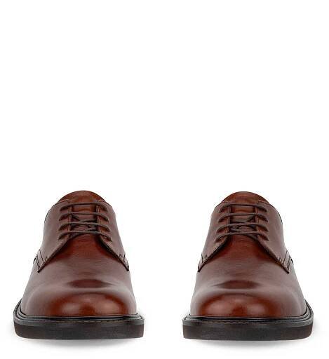 Men's ECCO® Metropole London Leather Derby Shoe - Brown - Front pair