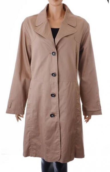 Kabát baloňák Wardrobe béžový s černozlatými knoflíky vel UK30 XXXL